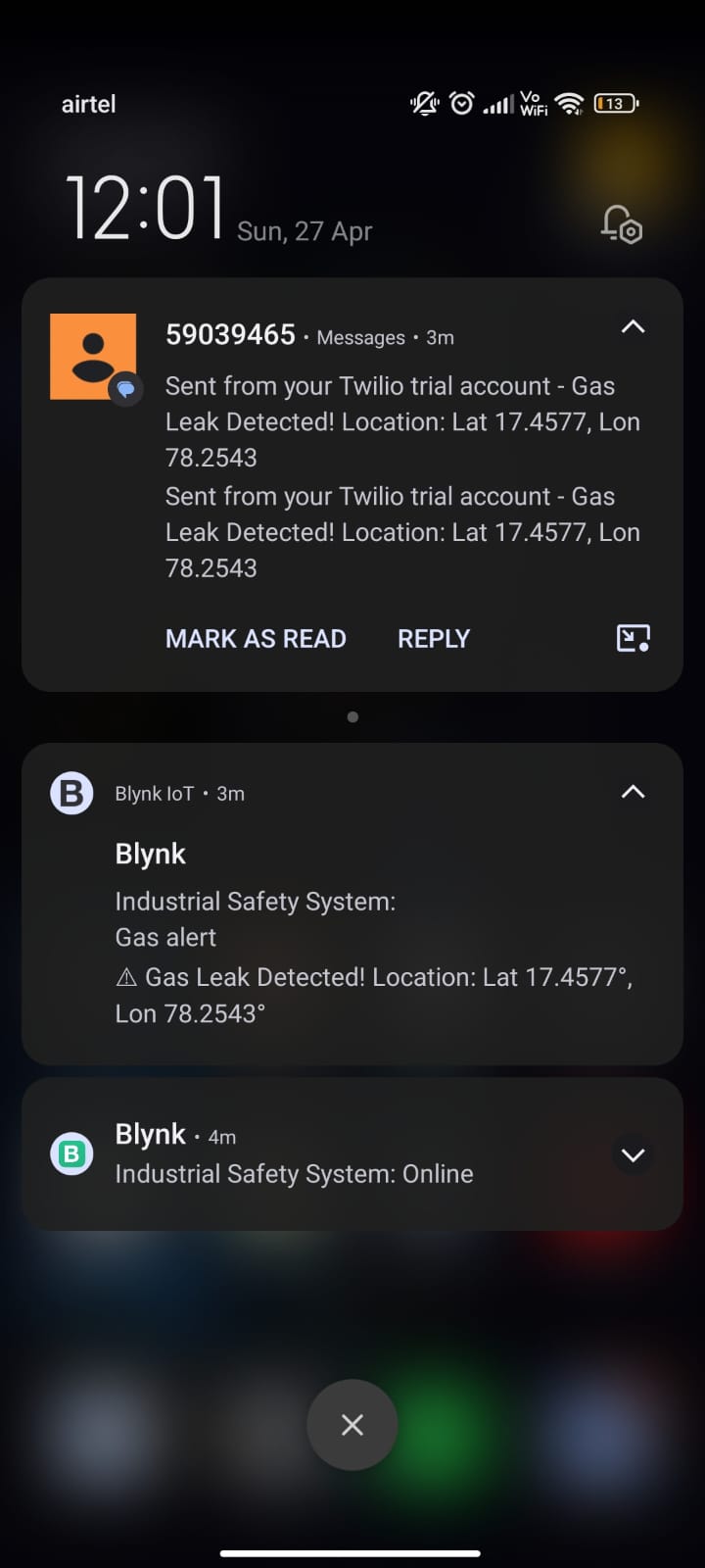 SMS notification
